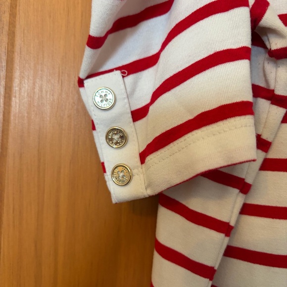 Tommy Hilfiger Red and White Striped Cold Shoulder Tee - Picture 2 of 5